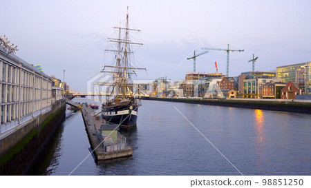 Old sailing boat on River Liffey in Dublin - travel photography Old sailing boat on River Liffey in Dublin - travel photography 98851250