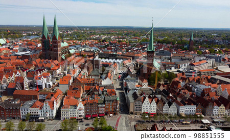 Famous Holsten Gate in the city of Lubeck Germany 98851555
