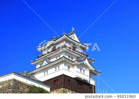 [Nagasaki Prefecture] Hirado Castle Ruins under fine weather (castle tower) 98851960