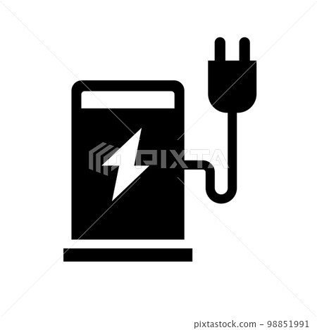 電動汽車檯燈剪影圖標。向量。 98851991