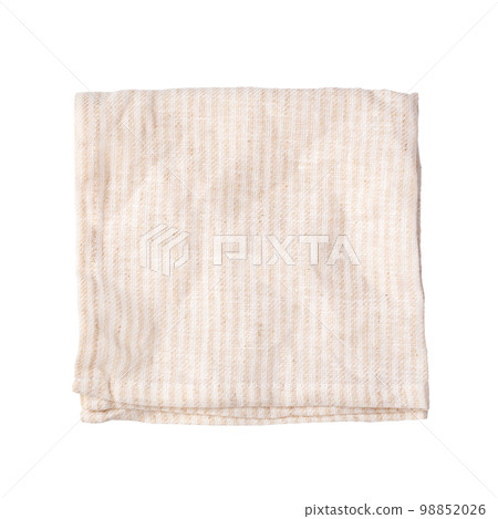 Folded striped linen napkin mockup isolated on white background, top view Folded striped linen napkin mockup isolated on white background, top view 98852026