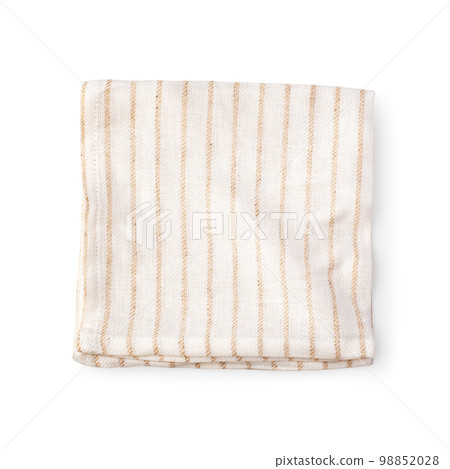 Folded light striped linen isolated on white background, top view 98852028