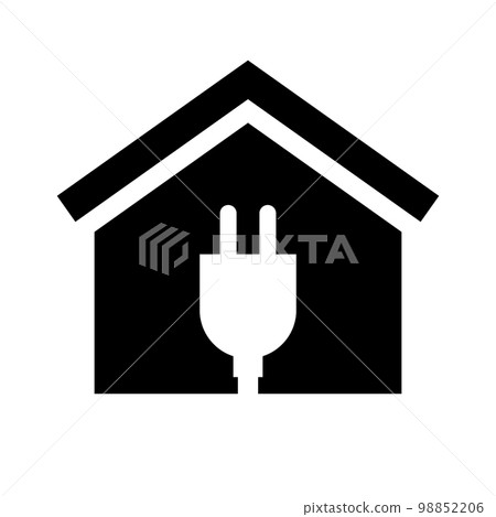 Residential charging station. House and outlet silhouette icon. vector. Residential charging station. House and outlet silhouette icon. vector. 98852206