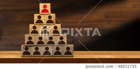 Leadership or Business Motivation Concept - Wooden Blocks Shape Leadership or Business Motivation Concept - Wooden Blocks Shape 98852735