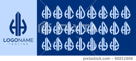 Collection of water drop H letter logo design. Droplet H letter logo brand set. Collection of water drop H letter logo design. Droplet H letter logo brand set. 98852808