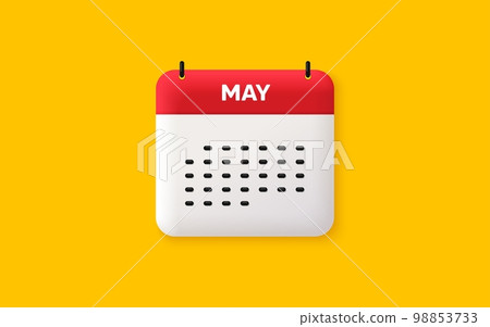 Calendar date 3d icon. May month icon. Event schedule May date. Meeting appointment planner. Agenda plan, Month schedule 3d calendar and Time planner. May day reminder. Vector Calendar date 3d icon. May month icon. Event schedule May date. Meeting appointment planner. Agenda plan, Month schedule 3d calendar and Time planner. May day reminder. Vector 98853733