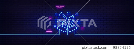 Neon light glow effect. Creativity line icon. Design idea sign. Brush and pencil symbol. 3d line neon glow icon. Brick wall banner. Creativity outline. Vector Neon light glow effect. Creativity line icon. Design idea sign. Brush and pencil symbol. 3d line neon glow icon. Brick wall banner. Creativity outline. Vector 98854155
