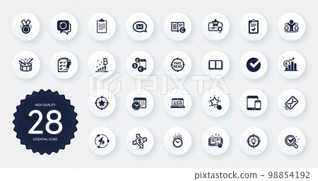 Set of Education icons, such as Copyright, Currency rate and Winner flat icons. Messenger, Time, Checklist web elements. Calendar time, Survey checklist, Fake news signs. Web analytics. Vector Set of Education icons, such as Copyright, Currency rate and Winner flat icons. Messenger, Time, Checklist web elements. Calendar time, Survey checklist, Fake news signs. Web analytics. Vector 98854192