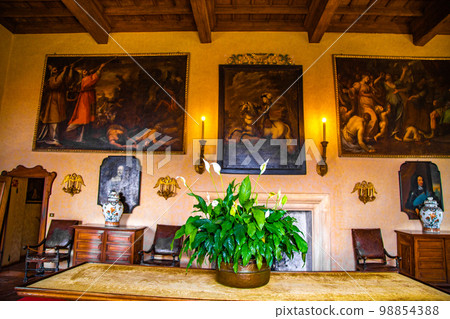 Views of Isola Madre villa and botanic garden, in Isole Borromee archipelago, Lake Maggiore, Italy. 98854388