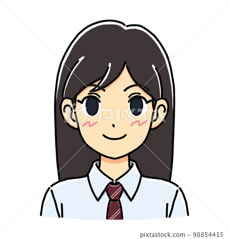 面帶微笑的女學生面向前方的插圖（半身像） 98854415