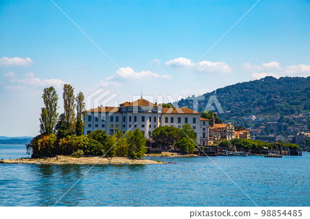 Aerial view of Isola Superiore, or Isola dei Pescatori or Island of the Fishermen in Borromean 98854485