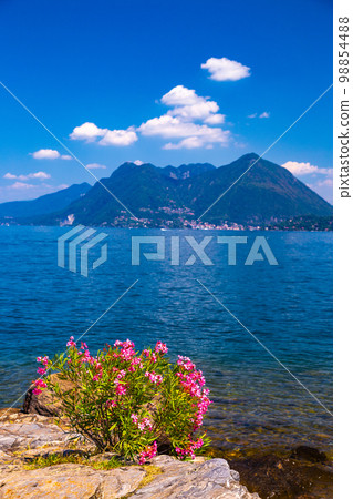 Aerial view of Isola Superiore, or Isola dei Pescatori or Island of the Fishermen in Borromean 98854488