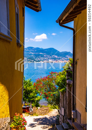 Aerial view of Isola Superiore, or Isola dei Pescatori or Island of the Fishermen in Borromean Aerial view of Isola Superiore, or Isola dei Pescatori or Island of the Fishermen in Borromean 98854492