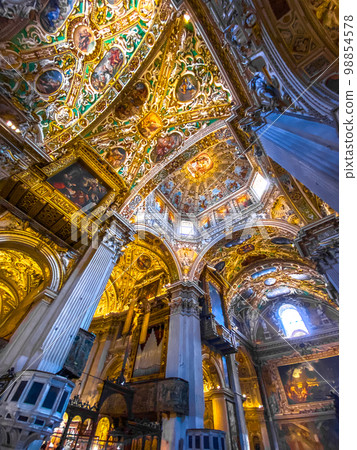 Basilica of Santa Maria Maggiore, a major church in the upper town of Bergamo, Northern Italy 98854578