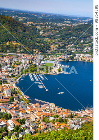 View of the Como Brunate funicular in Lake Stock Photo