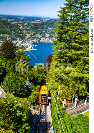 View of the Como Brunate funicular in Lake Como, Nothern Italy View of the Como Brunate funicular in Lake Como, Nothern Italy 98854709