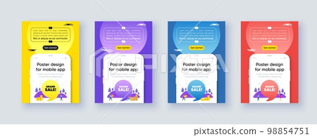 Poster frame with phone interface. Grand sale tag. Special offer price sign. Advertising discounts symbol. Cellphone offer with quote bubble. Grand sale message. Vector 98854751