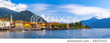Street view of Menaggio town in lake Como, Lombardy, northern Italy Street view of Menaggio town in lake Como, Lombardy, northern Italy 98855032