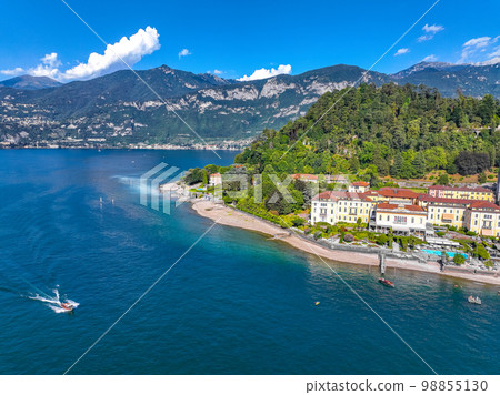 Aerial view of Bellagio village in Lake Como, in Italy. 98855130