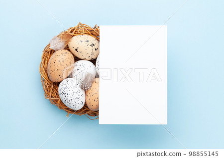 Easter greeting card with easter eggs Easter greeting card with easter eggs 98855145