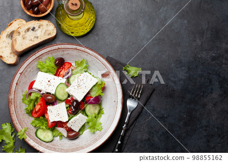 Greek salad with fresh vegetables and feta cheese Greek salad with fresh vegetables and feta cheese 98855162