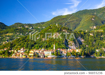 Aerial view of Bellagio village in Lake Como, in Italy. Aerial view of Bellagio village in Lake Como, in Italy. 98855236