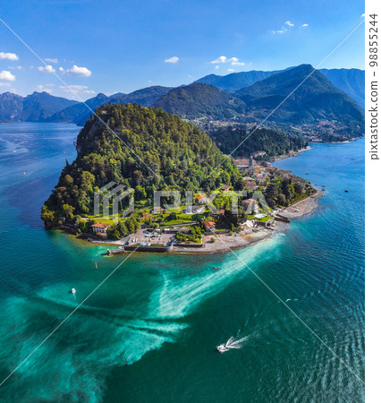 Aerial view of Bellagio village in Lake Como, in Italy. Aerial view of Bellagio village in Lake Como, in Italy. 98855244