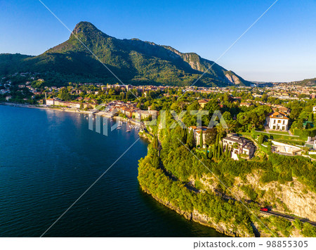 Aerial view of Malgrate Lecco in Lake Como, Italy Aerial view of Malgrate Lecco in Lake Como, Italy 98855305