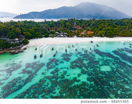 Aerial view of Pattaya Beach in Koh Lipe, Satun, Thailand Aerial view of Pattaya Beach in Koh Lipe, Satun, Thailand 98855365