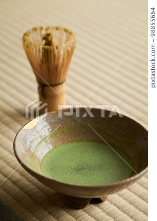Matcha placed on tatami mats Matcha placed on tatami mats 98855664