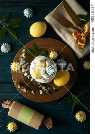 Concept of Easter, spring holy holiday concept, top view Concept of Easter, spring holy holiday concept, top view 98856157