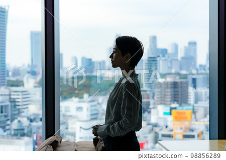 silhouette office woman silhouette office woman 98856289