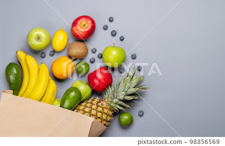 Shopping paper bag full of healthy food 98856569