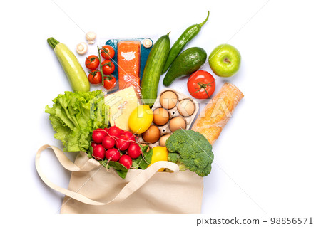 Shopping bag full of healthy food 98856571