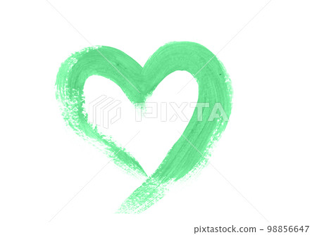 Hand Drawn Green Acrylic Heart. Wedding, Valentine's Day Concept. Hand Drawn Green Acrylic Heart. Wedding, Valentine's Day Concept. 98856647