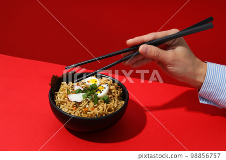 Concept of instant food, tasty instant noodles Concept of instant food, tasty instant noodles 98856757