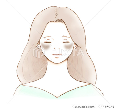 Illustration of an adult woman with melasma on her cheek 98856925