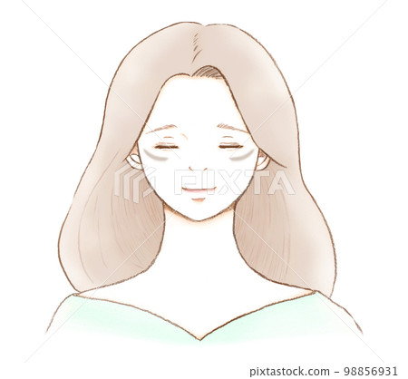 Illustration of an adult woman with brush-shaped melasma under her eyes 98856931