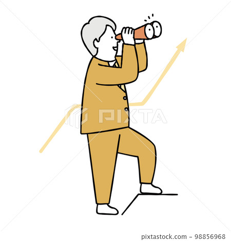 商務人士盯著職業發展、提升和目標的圖像插圖素材黃色 98856968