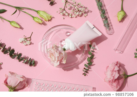 Concept of bodycare, beauty products, top view Concept of bodycare, beauty products, top view 98857106