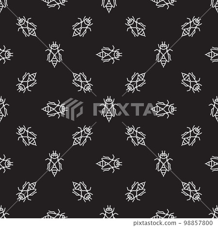 Honey bee dark vector seamless pattern in thin line style Honey bee dark vector seamless pattern in thin line style 98857800