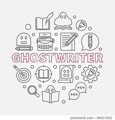 Ghostwriter vector round illustration in line style Ghostwriter vector round illustration in line style 98857802