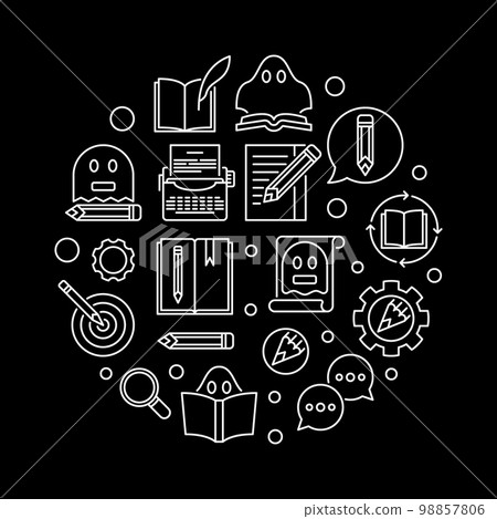 Ghostwriter vector round illustration on dark background Ghostwriter vector round illustration on dark background 98857806