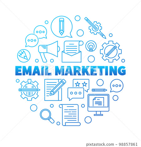 Email Marketing round blue vector concept illustration Email Marketing round blue vector concept illustration 98857861