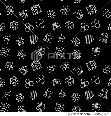 Beekeeping and Apiary dark vector seamless background Beekeeping and Apiary dark vector seamless background 98857974
