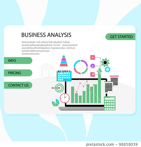 Business analysis landing page, chart and graphic Business analysis landing page, chart and graphic 98858039