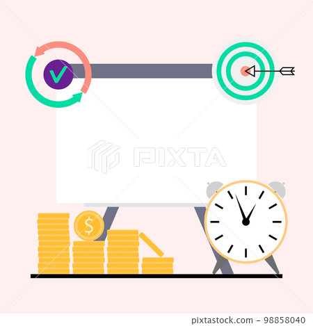 White board for business task and goal, time money and check White board for business task and goal, time money and check 98858040
