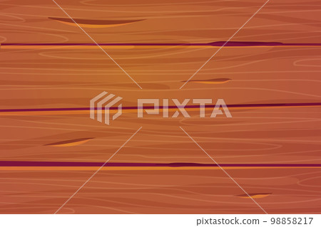 Wooden material, textured surface wood comic background in cartoon style. Wall, panel for game, ui design 98858217