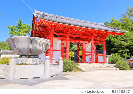 [香川縣]四國聖地“第84 Fudasho”屋島寺（Higashidaimon）在晴朗的天氣 98858297