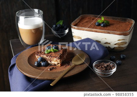 Concept of sweet food, tasty Tiramisu cake 98858355